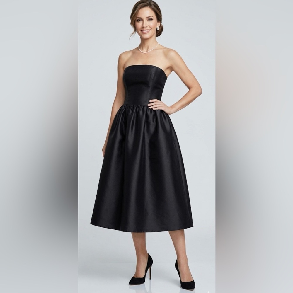Self-Portrait Strapless Black Satin Ball Gown